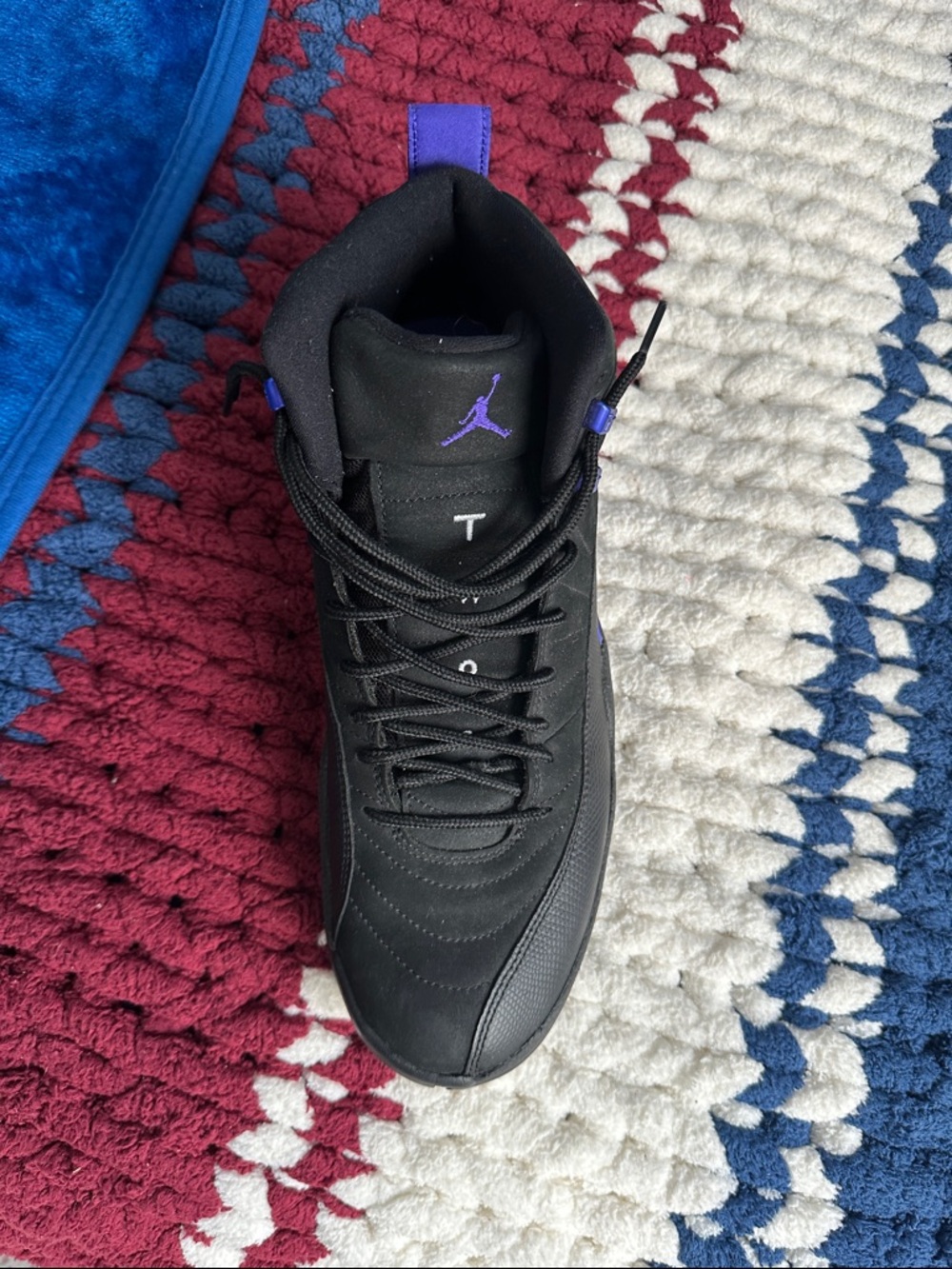 Men’s Air Jordan 12 Retro — Black and Purple Basketball Sneakers - Picture 5 of 6